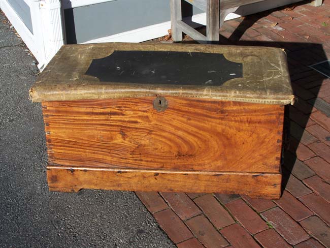 A rare early 19th century Camphorwood Seamen's Chest retaining its' original canvas protective cover — image 4